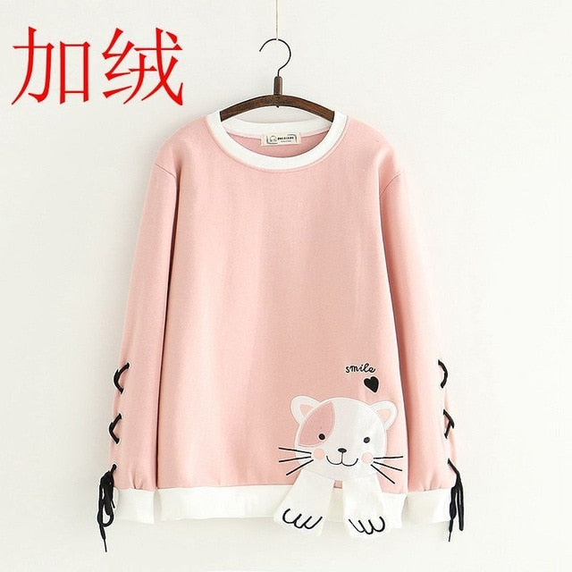 Kawaii Cute and Casual Cat Sweatshirt in Pink
