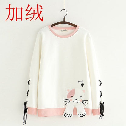 Kawaii Cute and Casual Cat Sweatshirt in White