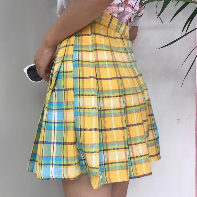 Yellow and Blue Plaid Skirt