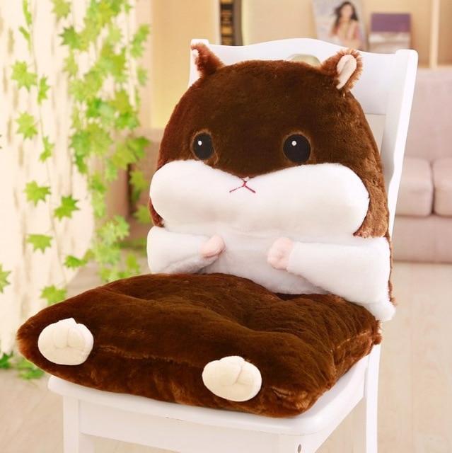 Dark Brown Kawaii Hamster Seat Cushion