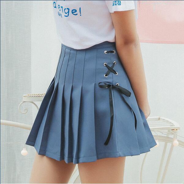 Kawaii Blue Pleated Skirt