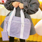 Girl Carrying Purple Kawaii Travel Heart Bag
