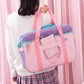 Kawaii Travel Heart Bag is Purple, Pink, and Blue