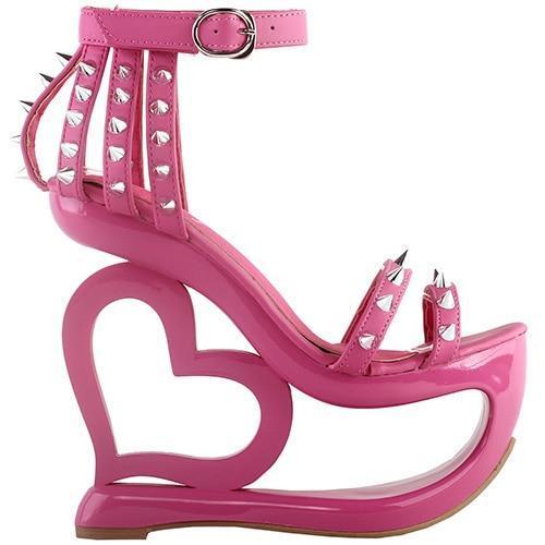 Kawaii Pink Heart Heel Spiky Shoes