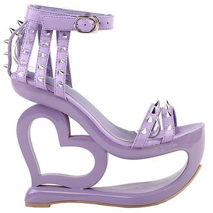 Kawaii Purple Heart Heel Spiky Shoes