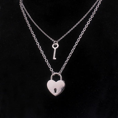 Kawaii Heart Lock and Key Necklace