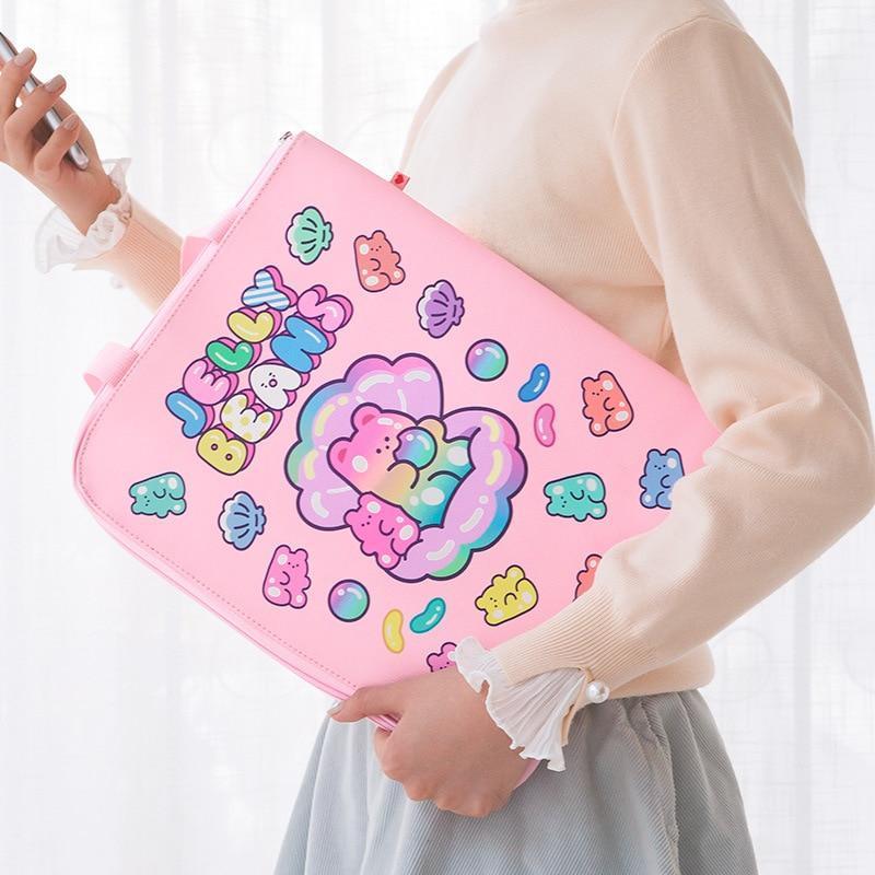 Model Holding kawaii Jelly Beans Bear Document Organizer