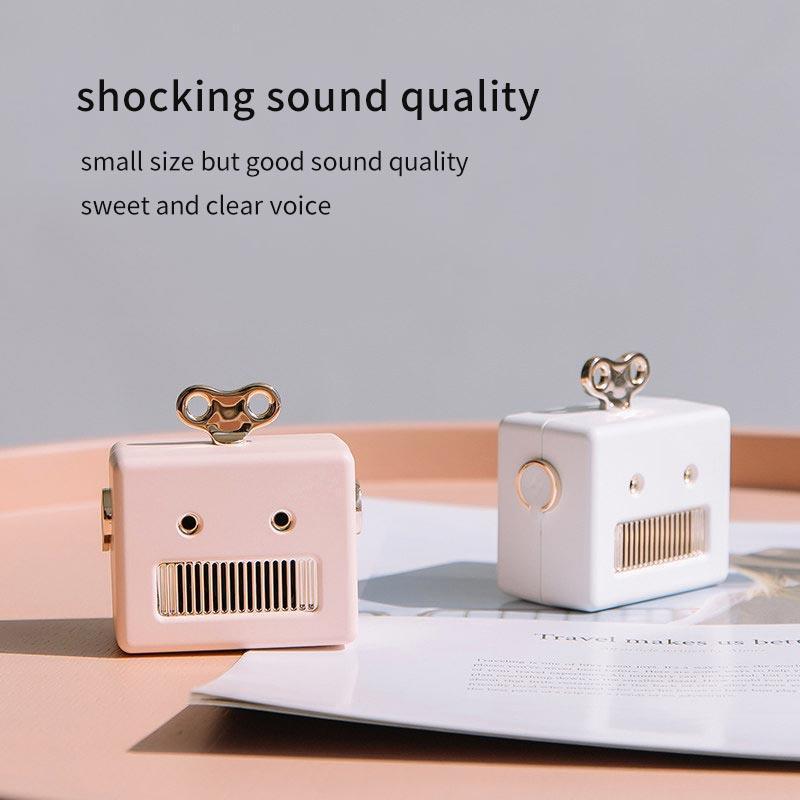 Kawaii Pink and White Robot Head Bluetooth Speaker