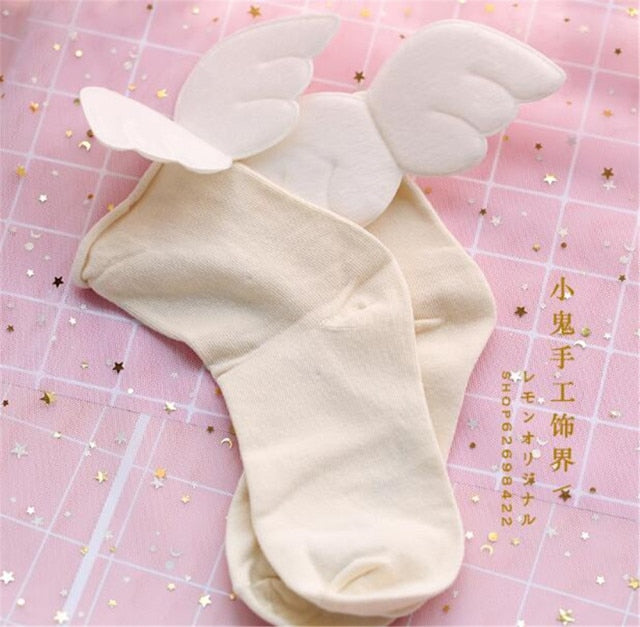 Kawaii Yellow Angel Wings Socks