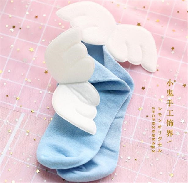 Kawaii Blue Angel Wings Socks