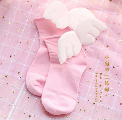 Kawaii Pink Angel Wings Socks