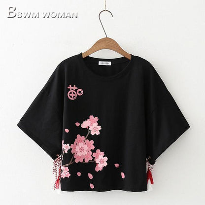 Kawaii Black Cherry Blossom Shirt
