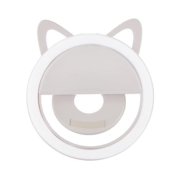 Kawaii White Cat Selfie Ring Light