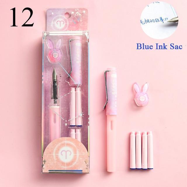 Kawaii Pink Bunny Zodiac Fountain Pen