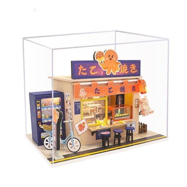 Japanese Takoyaki Shop Dollhouse Kit With Dust Cover