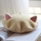 Kawaii Cat Ears Beret in Tan