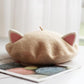 Kawaii Cat Ears Beret in Tan