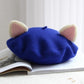 Kawaii Cat Ears Beret in Royal Blue