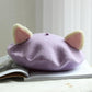 Kawaii Cat Ears Beret in Pastel Purple