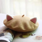 Kawaii Cat Ears Beret in Light Brown