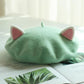 Kawaii Cat Ears Beret in Pastel Green