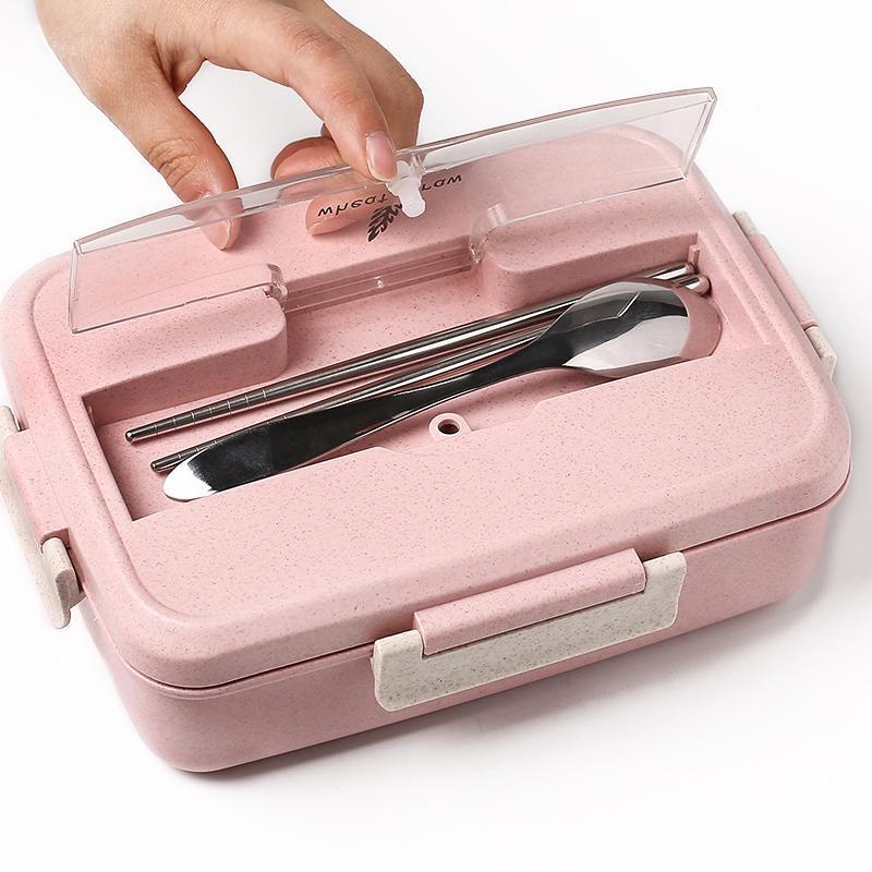 Kawaii Pink Bento Box with Dinnerware