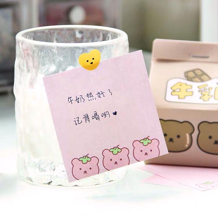 Kawaii Strawberry Milk Bear Memo Pad Sheet