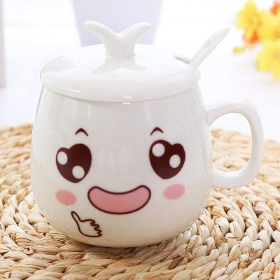 Cute Ceramic Mug With Kawaii Loving Face