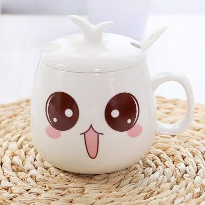 Cute Ceramic Mug With Kawaii Big Eyes Face