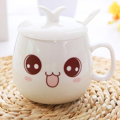 Cute Ceramic Mug With Kawaii Big Eyes Face