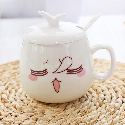 Cute Ceramic Mug With Kawaii Shy Face