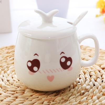 Cute Ceramic Mug With Kawaii Face