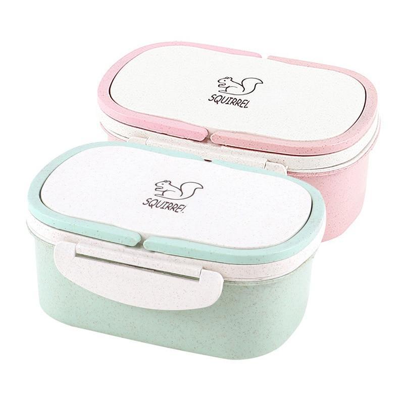 Kawaii Two Layer Bento Boxes in Pink and Green
