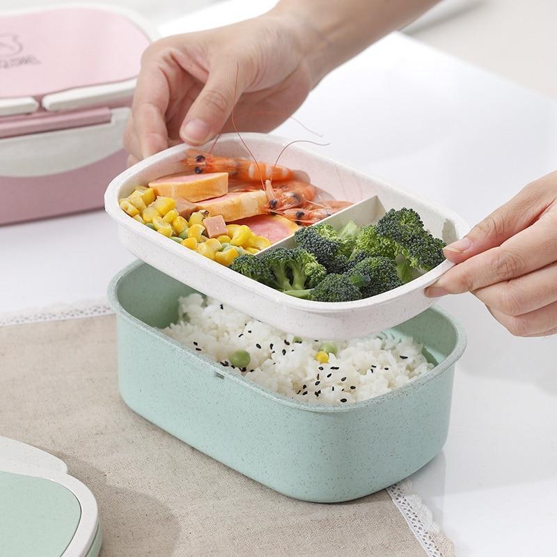 Kawaii Two Layer Green Bento Box