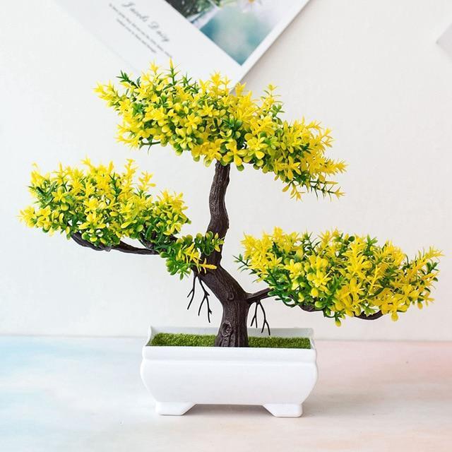 Kawaii Artificial Yellow Bonsai Tree