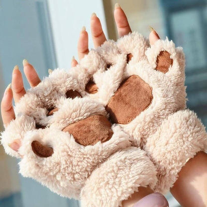 Kawaii Light Brown Animal Paw Mittens