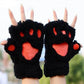 Kawaii Black and Red Animal Paw Mittens