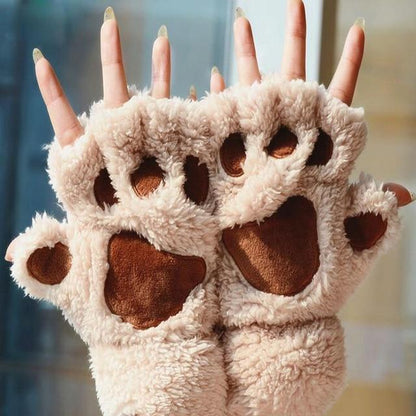 Kawaii Light Brown Animal Paw Mittens