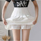Kawaii White High Waist Pleated Skort