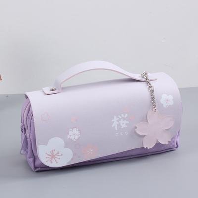 Kawaii Sakura Cherry Blossom Pencil Bag in Purple