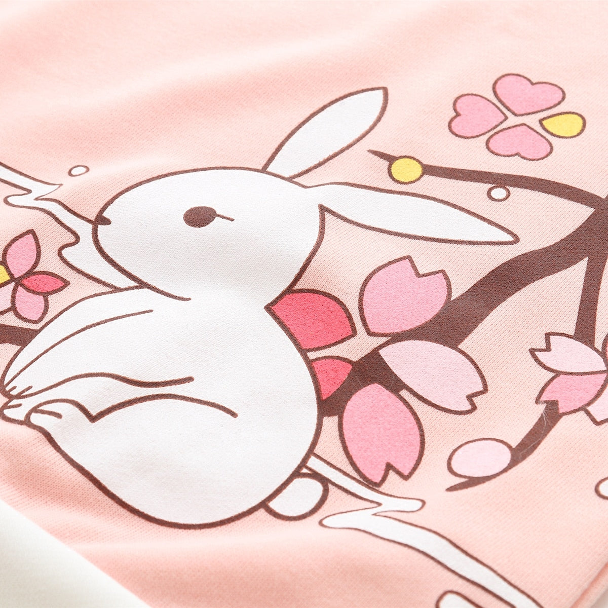 Closeup of Sakura Bunny Hoodie Print