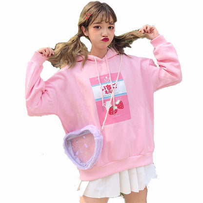 Kawaii Pink Strawberry Milk Hoodie