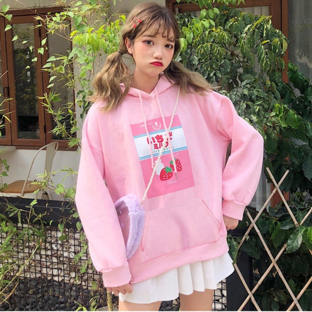 Kawaii Strawberry Milk Hoodie