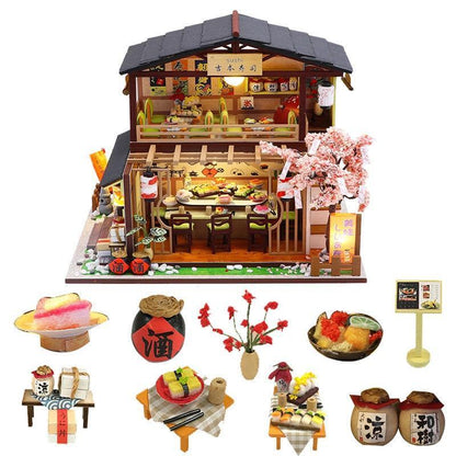 Japanese "Sushi Restaurant" Dollhouse Kit With Furniture