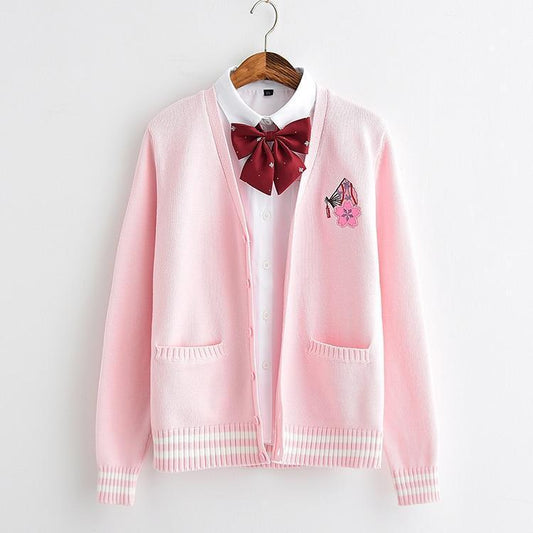 Kawaii Pink Cherry Blossom Knit Cardigan