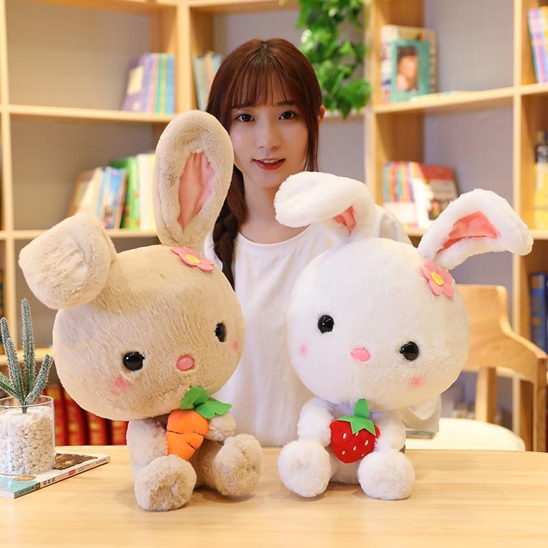 Kawaii Bunny Plushies in Light Brown and White