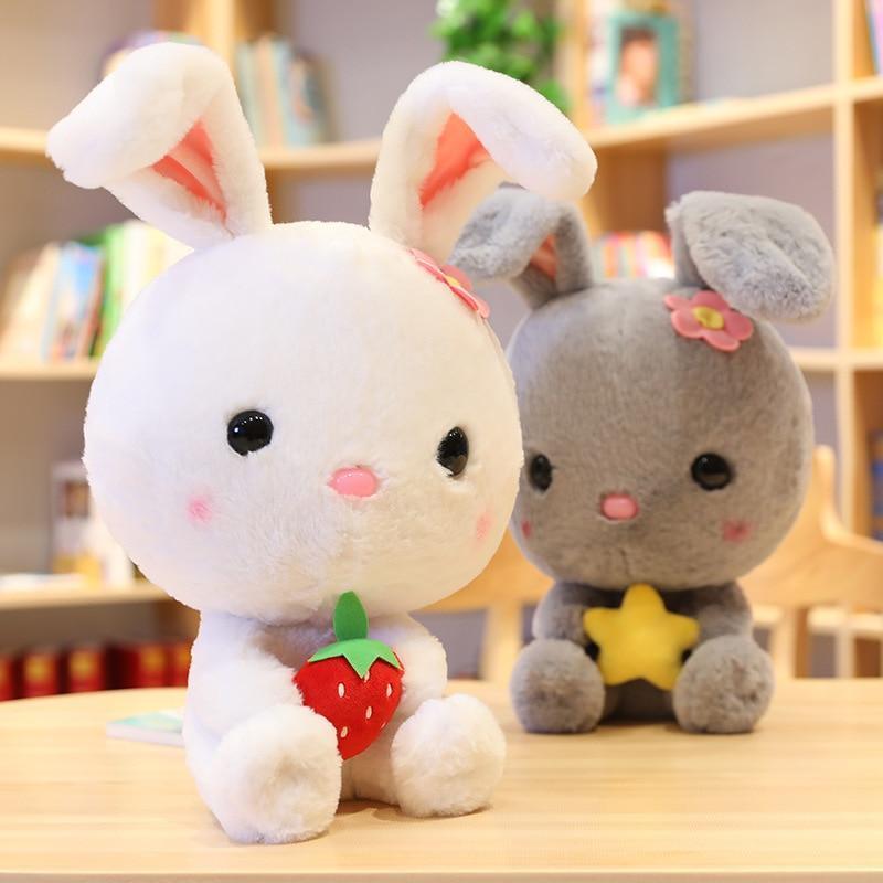 Kawaii Bunny Plushie in White and Grey