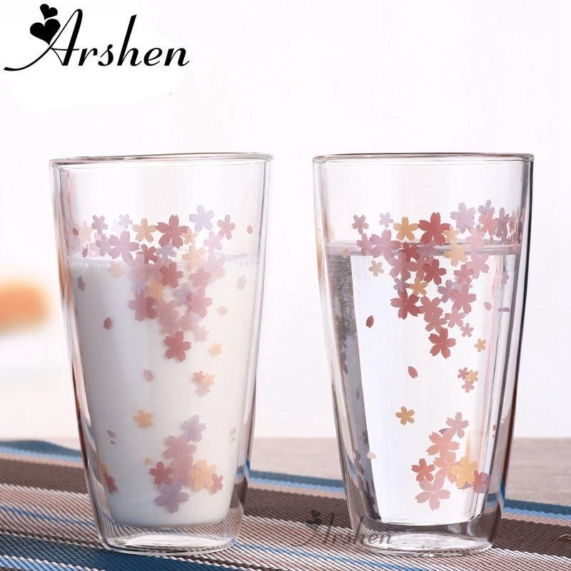Kawaii Transparent Cherry Blossom Cups
