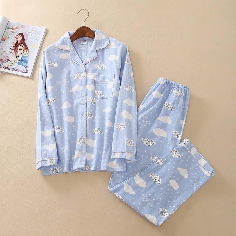 Blue and White Kawaii Cloud Pajamas