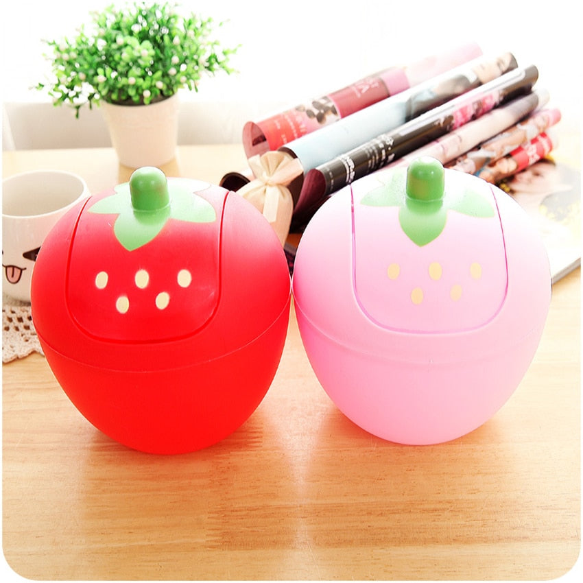 Kawaii Red and Pink Strawberry Desktop Trash Cans